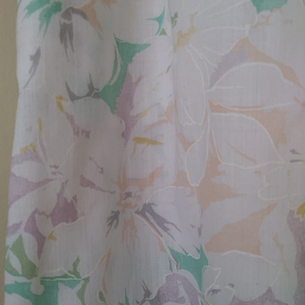 Vtg. F. Shay Pleated Floral Dainty A-Line Skirt 12 White Green View 4